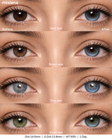 Lentilles de contact marron mislens test