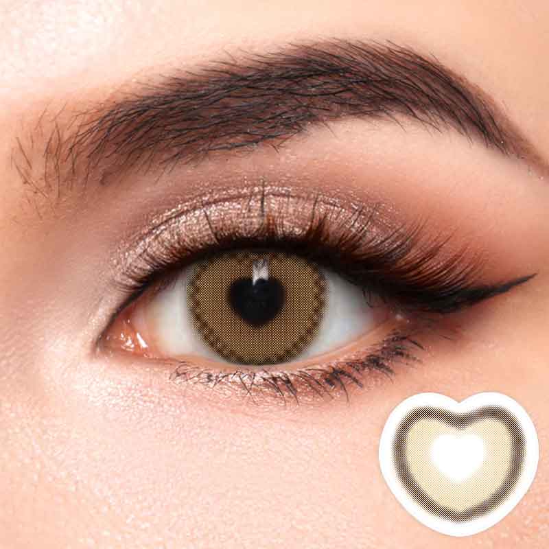 Lens-poem Heart Eyes Brown Colored Contact Lenses
