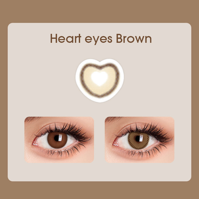 Lens-poem Heart Eyes Brown Colored Contact Lenses