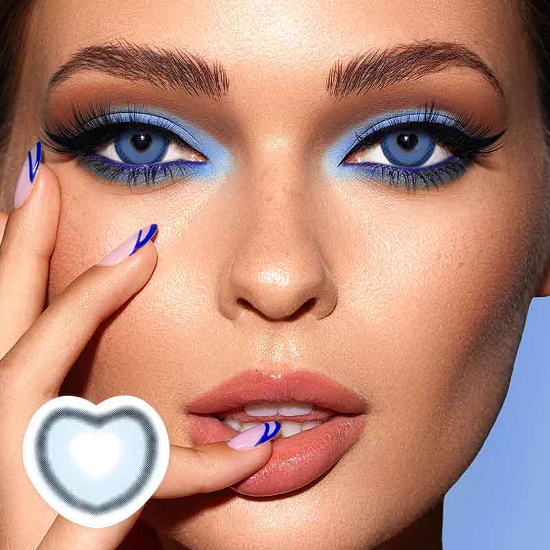 Lens-poem Heart Eyes Blue Colored Contact Lenses