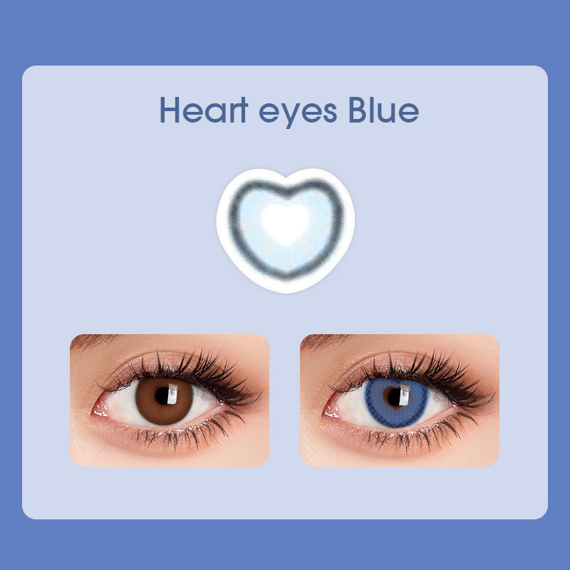 Lens-poem Heart Eyes Blue Colored Contact Lenses