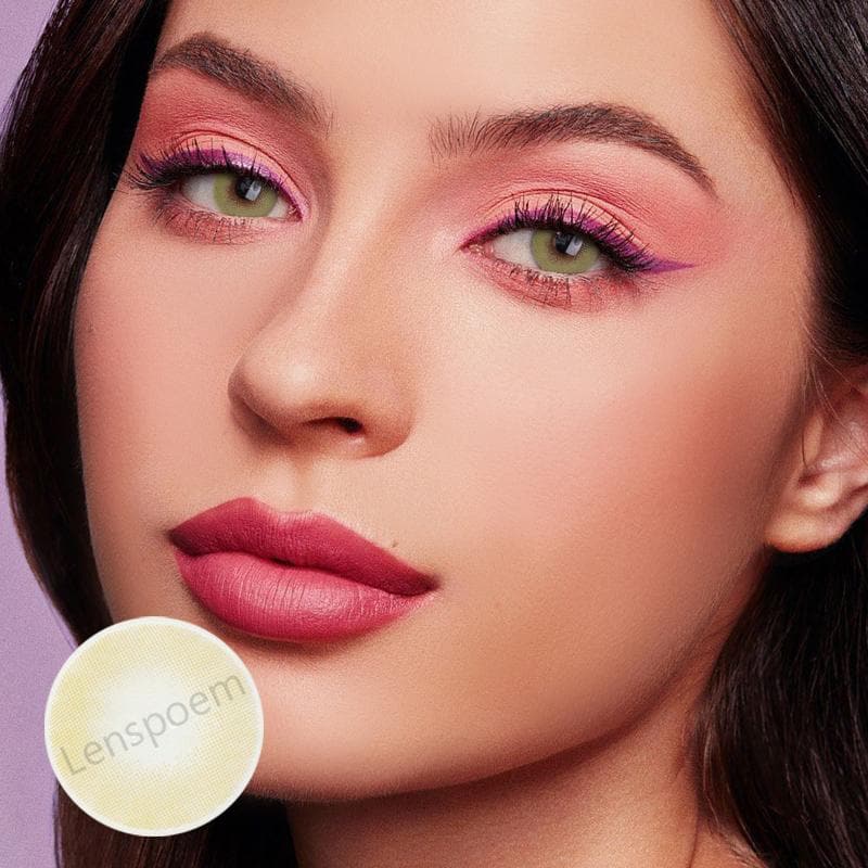 【LENSPOEM】Polar Lights Yellow Green Prescription Colored Contact Lenses